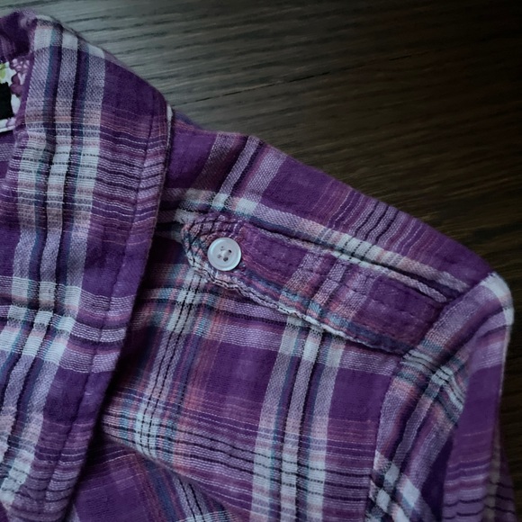 Soft Plaid lavender button down top - Picture 3 of 5